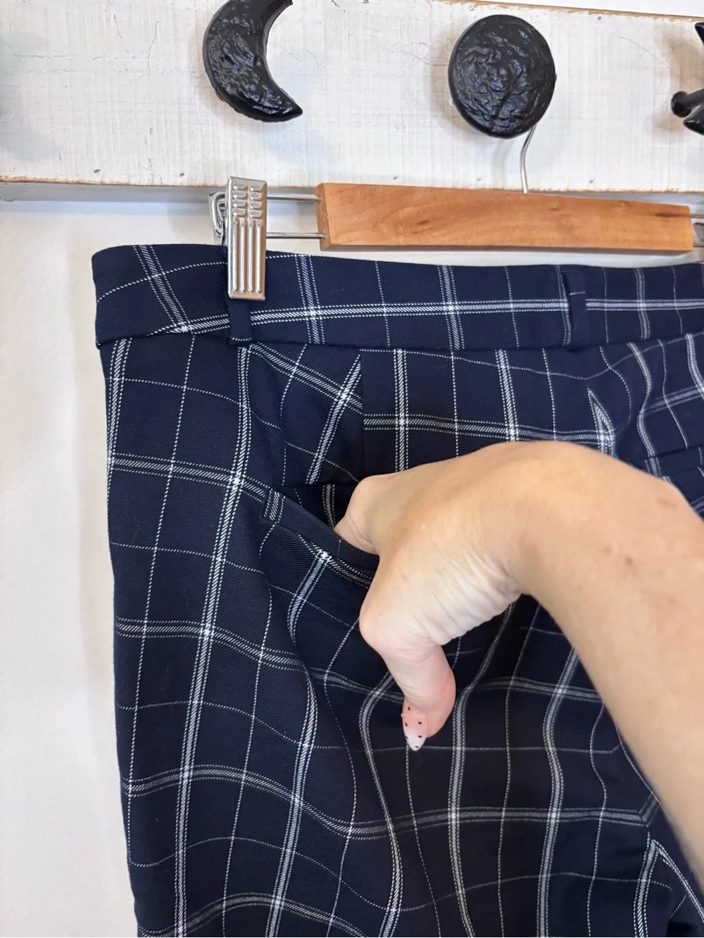 Banana Republic Sloan Windowpane Navy Plaid Dress Pants